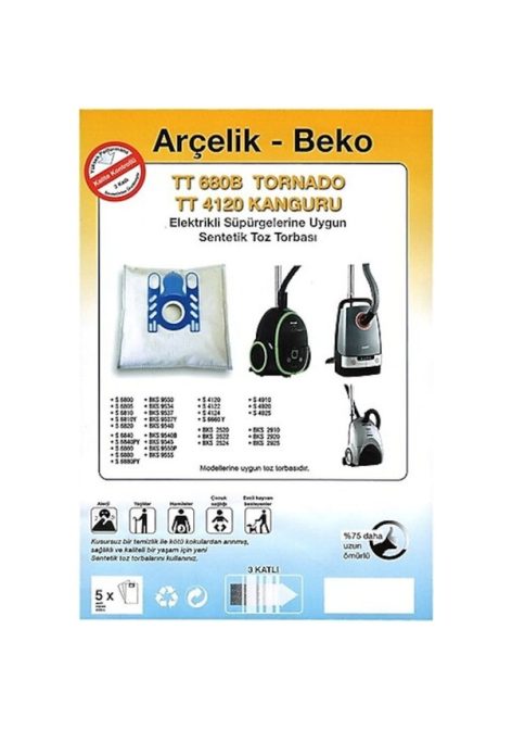 Arçelik Beko Tt 4120 Tipi Uyumlu elektrikli Süpürge Toz TORBASI